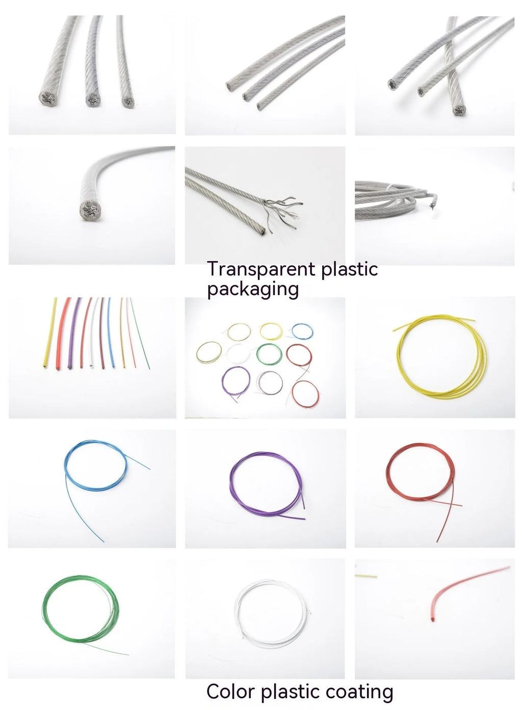 304 stainless steel security wire rope cable on white background showing double twist construction