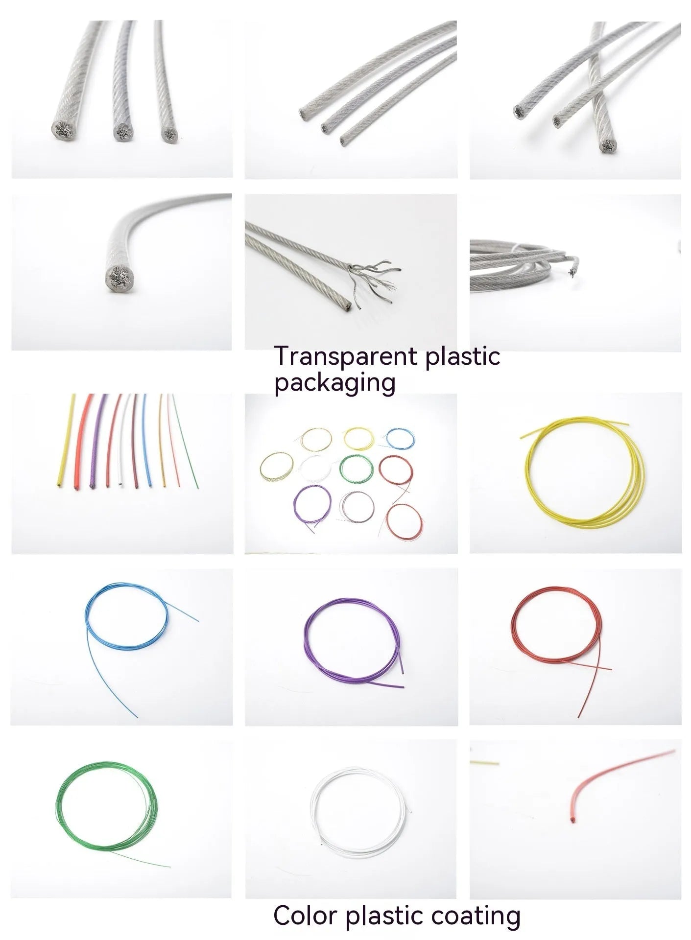 304 stainless steel security wire rope cable on white background showing double twist construction