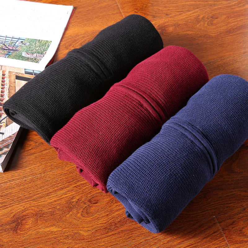 Fall sweater men long sleeve knit jumper in black, blue, and red for autumn winter casual wear