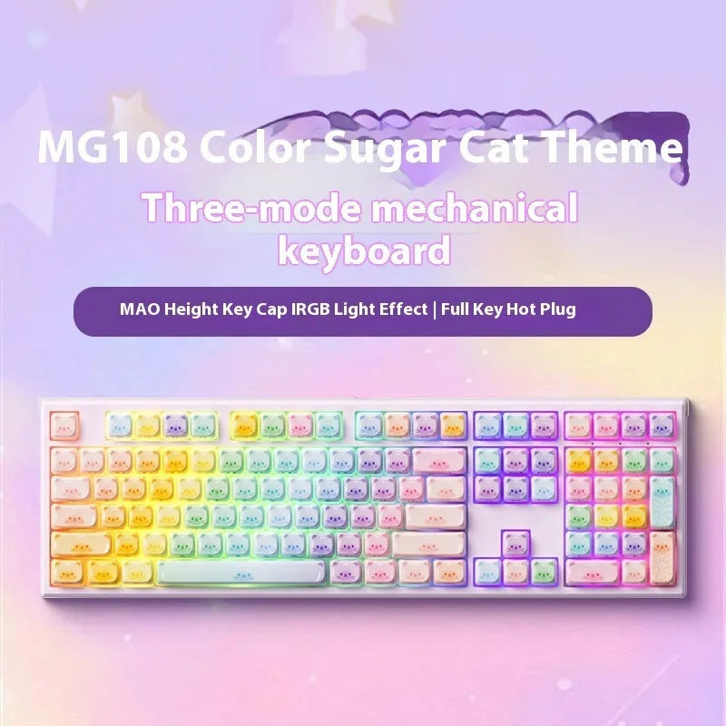 Candy Cat third mock examination coloured Bluetooth mechanical keyboard with piano-axis switches