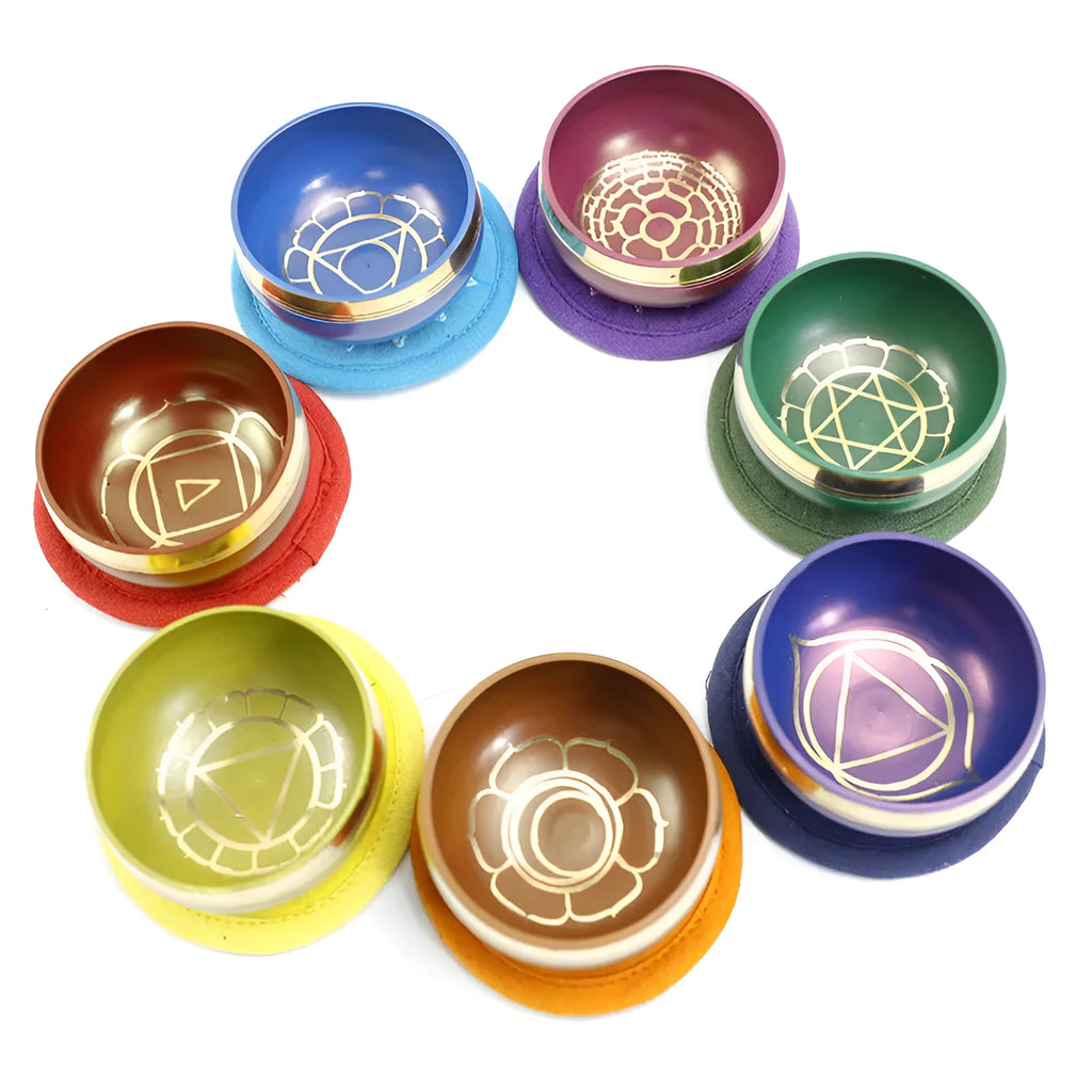 7.8cm handmade Himalayan singing bowl in colourful metal for yoga meditation percussion instrument