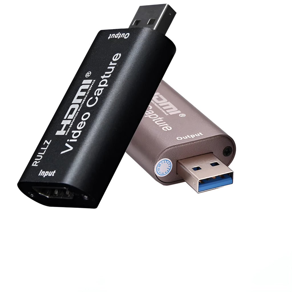 USB 3.0 HD video capture card with HDMI and USB connectors, black, 63.8x28x12.8mm