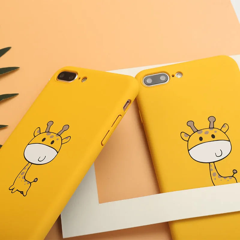 Yellow pattern phone case for iPhone models made from PC material