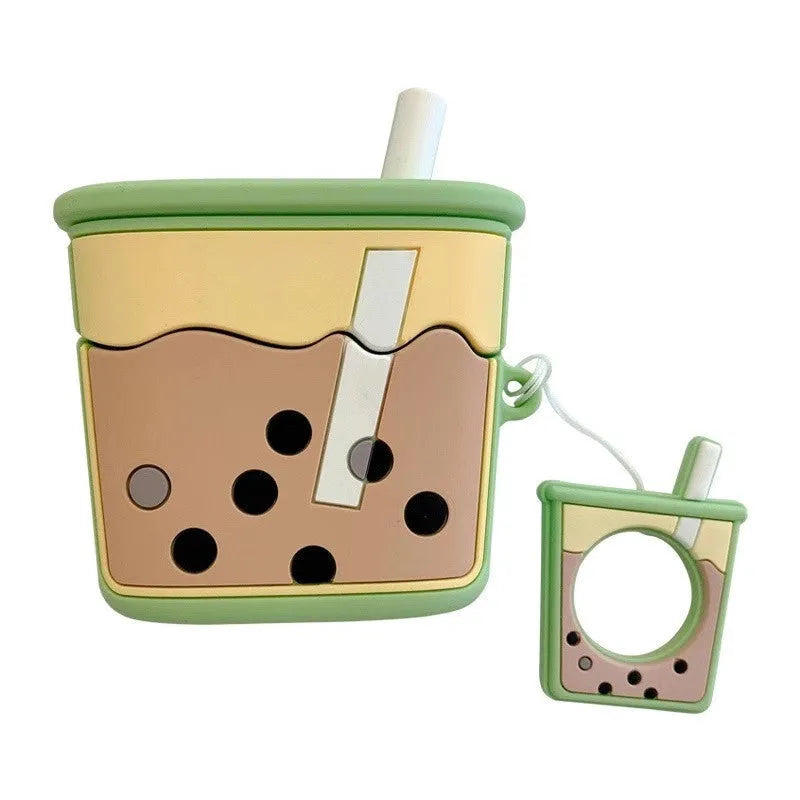 Pink, green, orange and purple silicone protective covers for Apple AirPods second generation wireless headset cases.