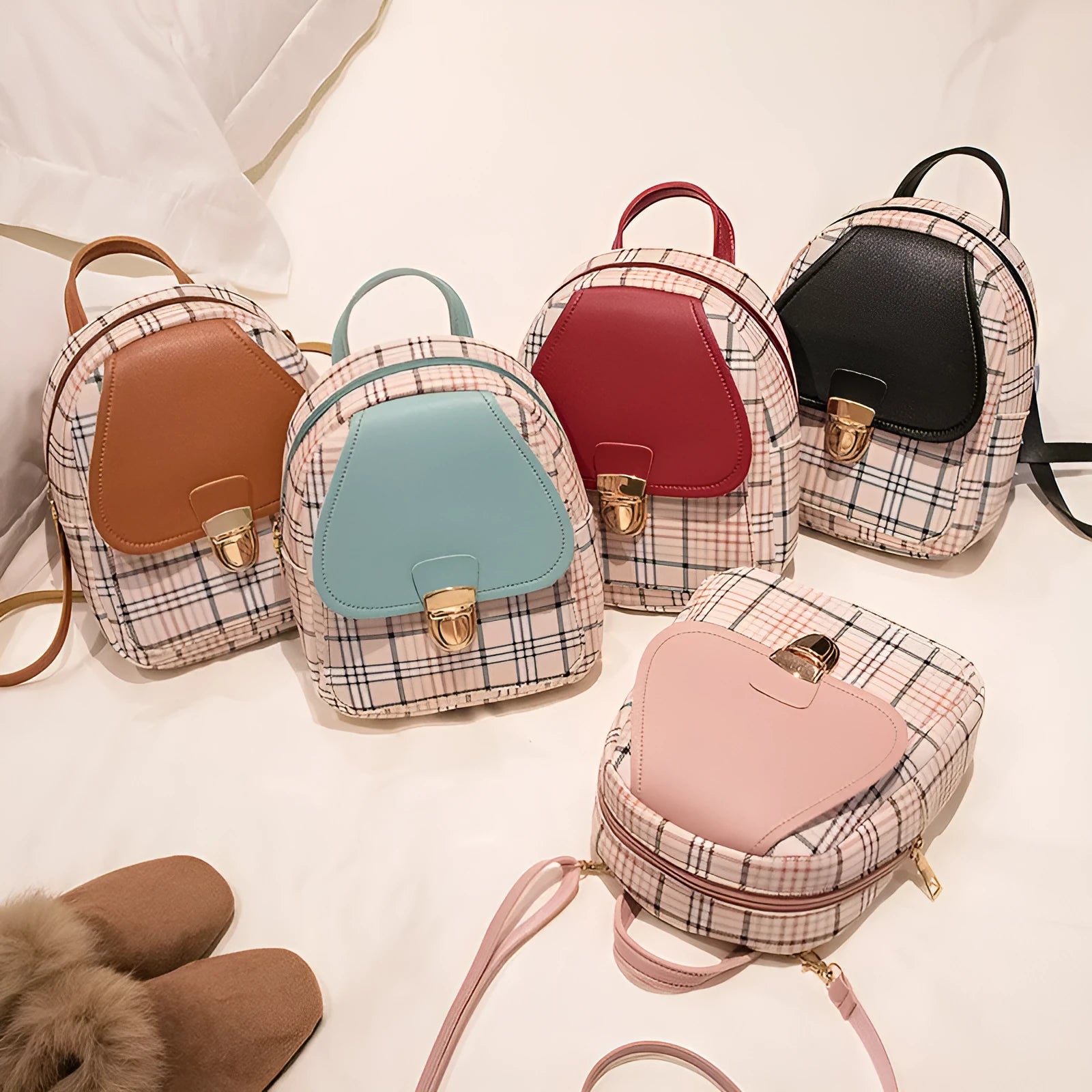 A one shoulder diagonal phone bag made of smooth PU fabric, shown in one of five available colours.