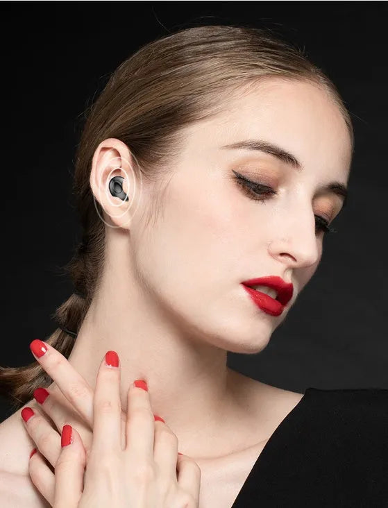 Black and white wireless Bluetooth in-ear headset with type-C charging case