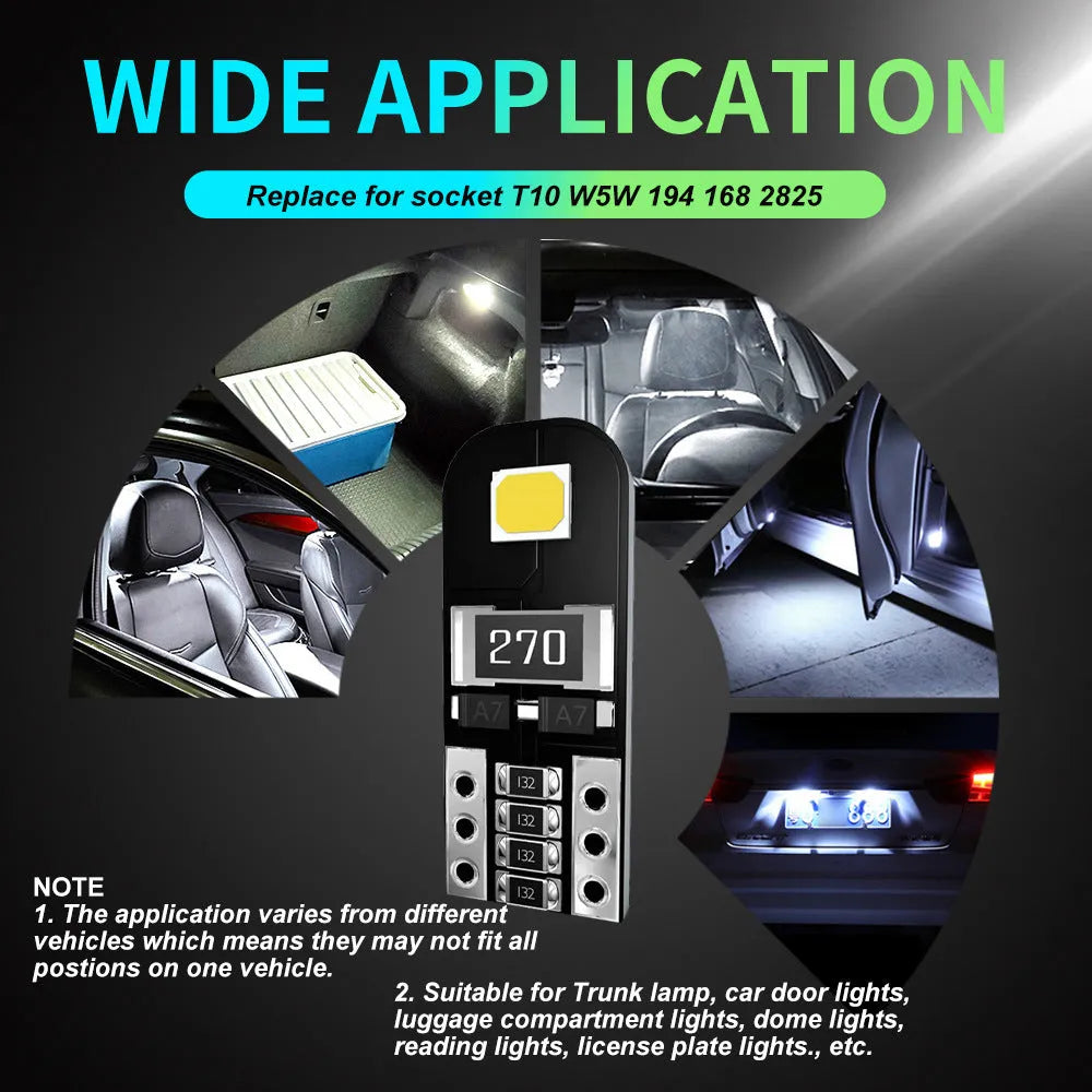 Single white LED car light bulb T10 W5W 2W 6500K waterproof circuit board construction