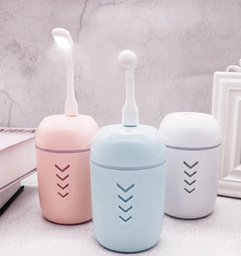 X3 portable car humidifier in columnar design with 200ml tank, shown in blue colour option