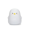 Penguin-shaped rechargeable night light with USB cable, white LED illumination, silicone ABS construction