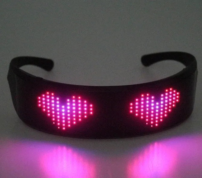 MORLIGHT LED display glasses for DJ music party, black full-frame ABS, unisex