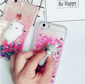 A glittery cat-themed phone case on an iPhone, showing the camera and port cut-outs.