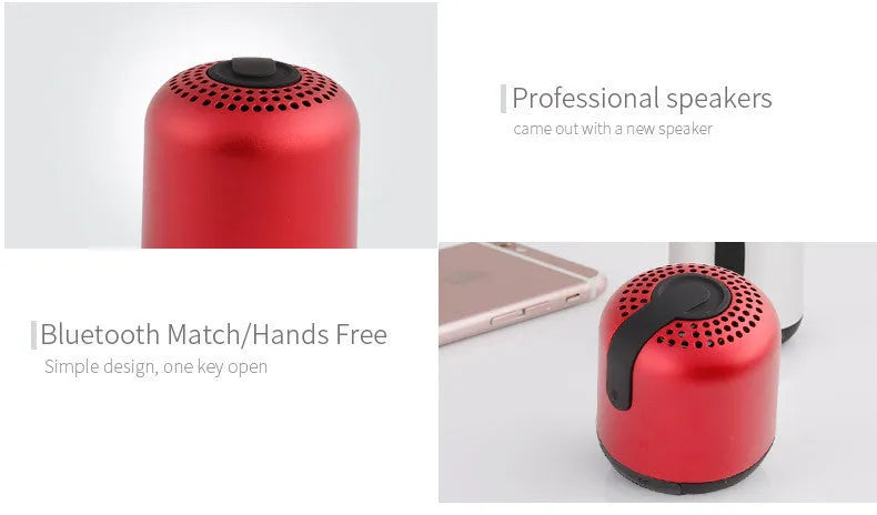 Hieha XQ11 mini cylindrical Bluetooth speaker in metallic finish with control buttons