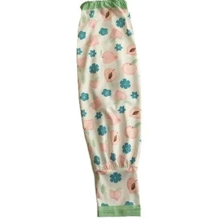 Printed floral pattern sun protection oversleeves for arms and elbows in ice silk fabric.