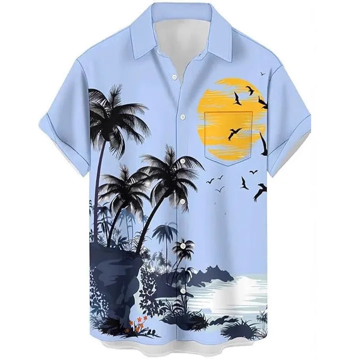 Men's slim fit camouflage pattern short sleeve casual shirt in a cardigan style