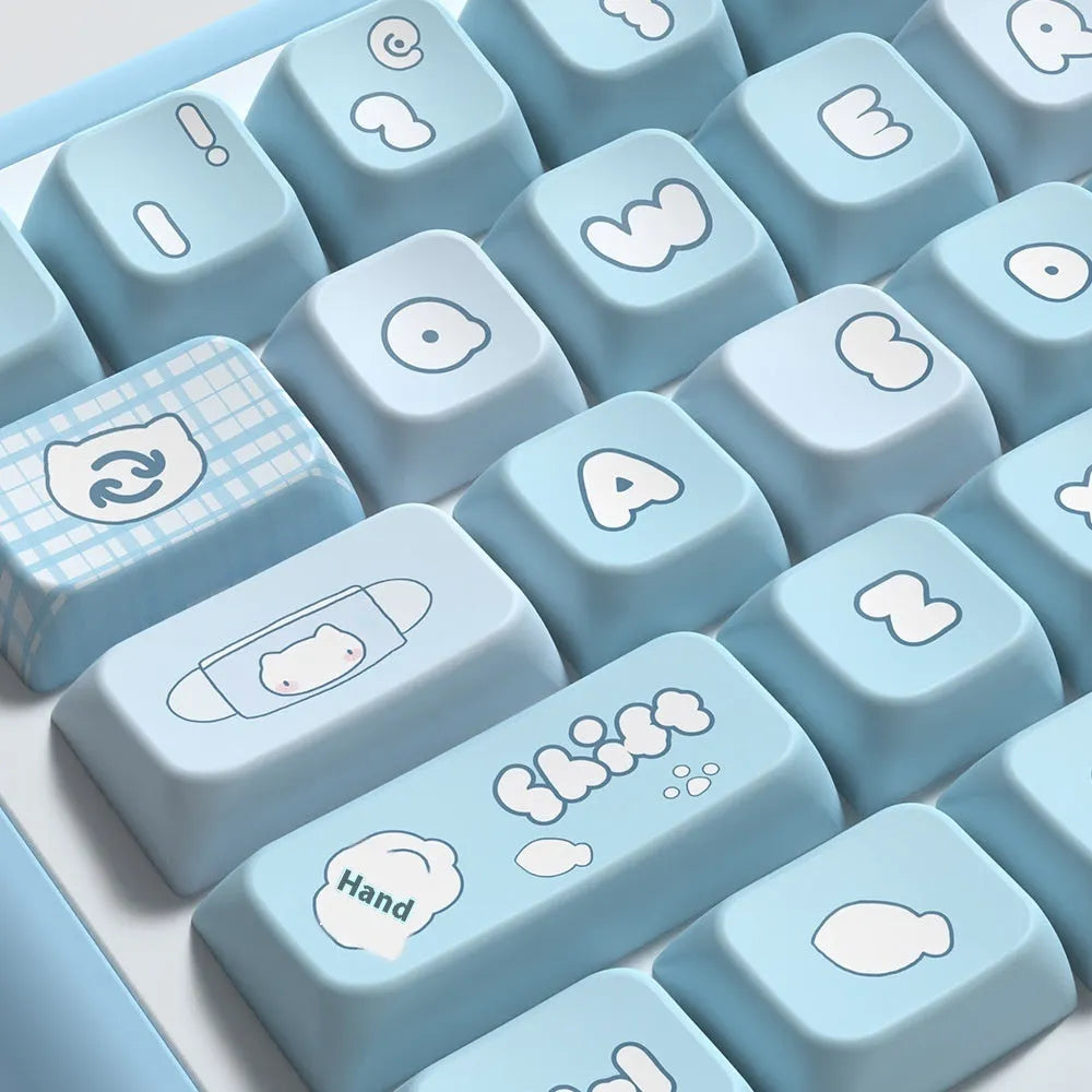 Water colour kitten custom design PBT key cap set for mechanical keyboards, 138 or 158 keys
