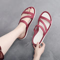 Women's solid-colour summer sandals with PP upper material in red, purple, blue, black, grey, or pink