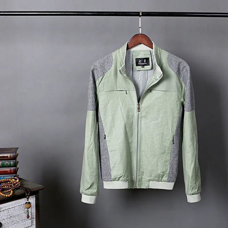 Men's thin linen jacket in cotton fabric available in multiple colours with regular fit design