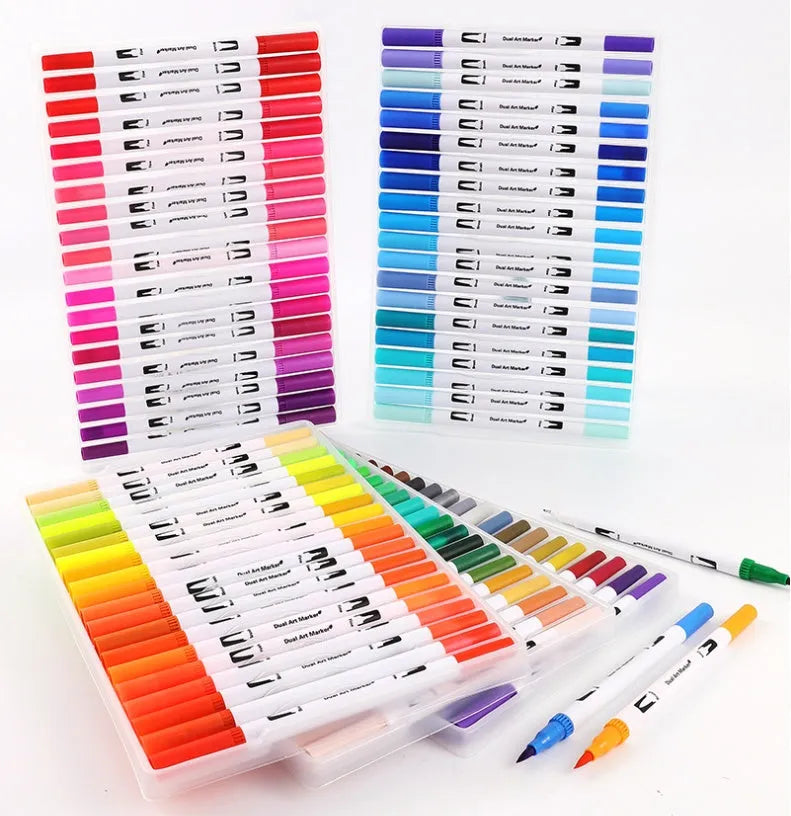 Multipack of watercolour pens in a plastic case, available in sets of 48, 60, 72, or 100 colours.
