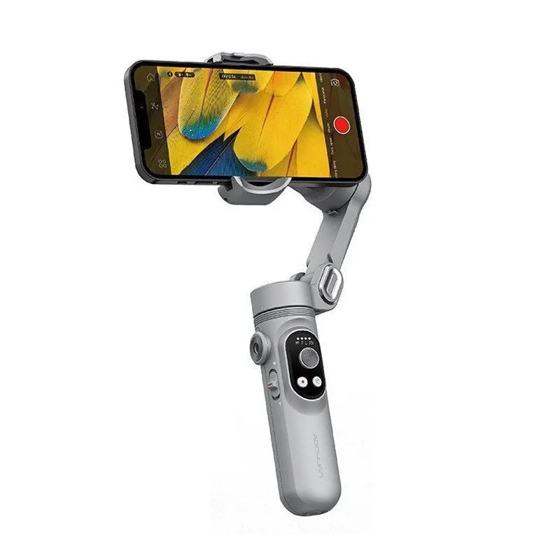 Silver grey Ochan Smart X Pro smartphone gimbal stabiliser with extension rod and storage case
