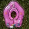 Baby neck swimming ring in green PVC with 40cm outer diameter and adjustable inner collar, floating on water