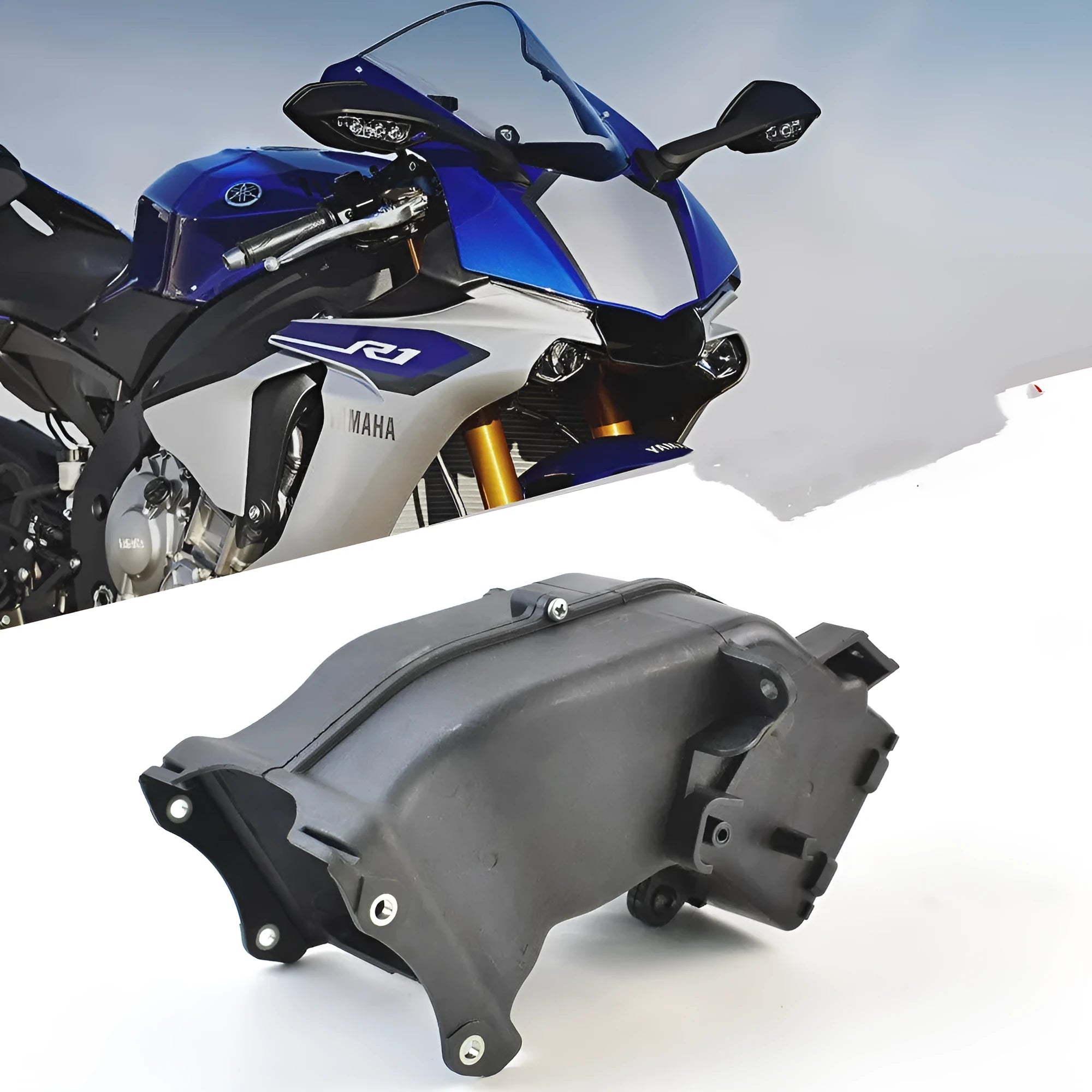 Black PVC motorcycle ventilation pipe for Yamaha intake systems, measuring 280mm by 170mm by 160mm.