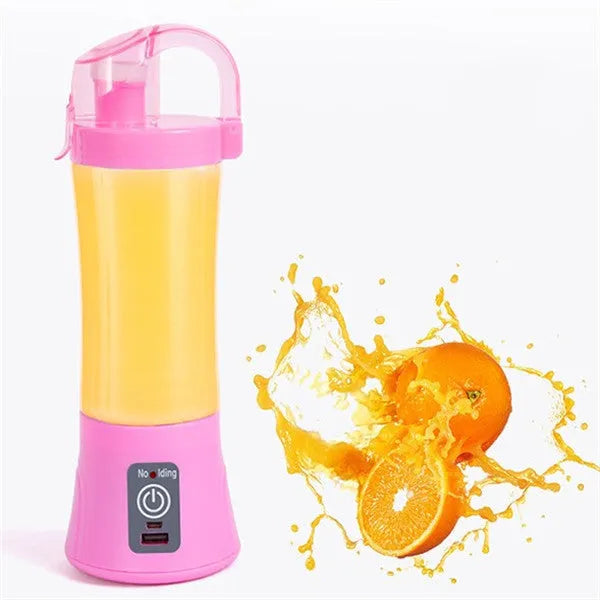 Blue portable USB rechargeable electric fruit juicer with 400ml capacity cup