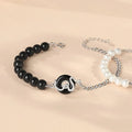 925 sterling silver bracelet with obsidian pearl, snake design, and safe buckle in New Chinese style.
