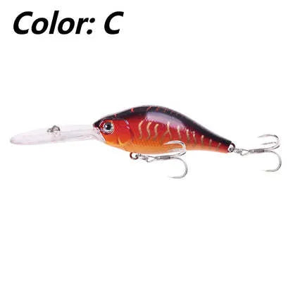 Little Fat Man deep diving fishing lure measuring 10.5 cm in length with long tongue board design