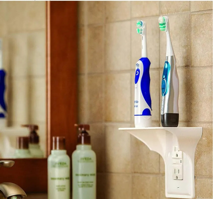 White polypropylene socket storage rack organiser with compartments, dimensions 14cm by 10cm by 15cm.