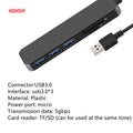 USB 3.0 hub with four ports, blue LED indicators, and 30 cm connection cable