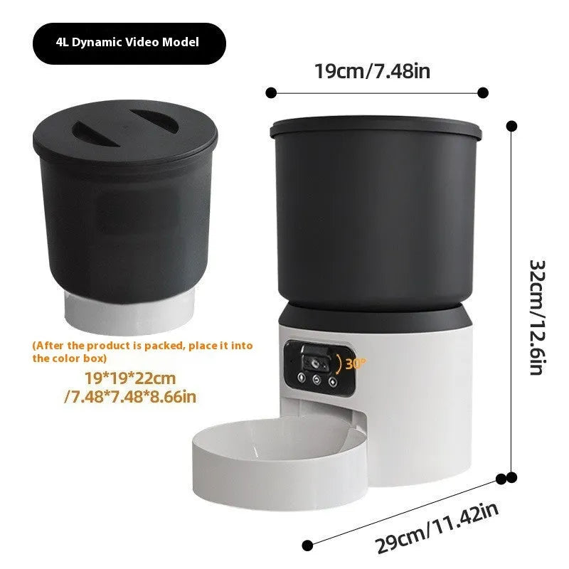 4L smart automatic pet feeder with optional camera and stainless steel bowl.