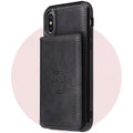 Imitation leather card wallet phone case for iPhone in various solid colours.