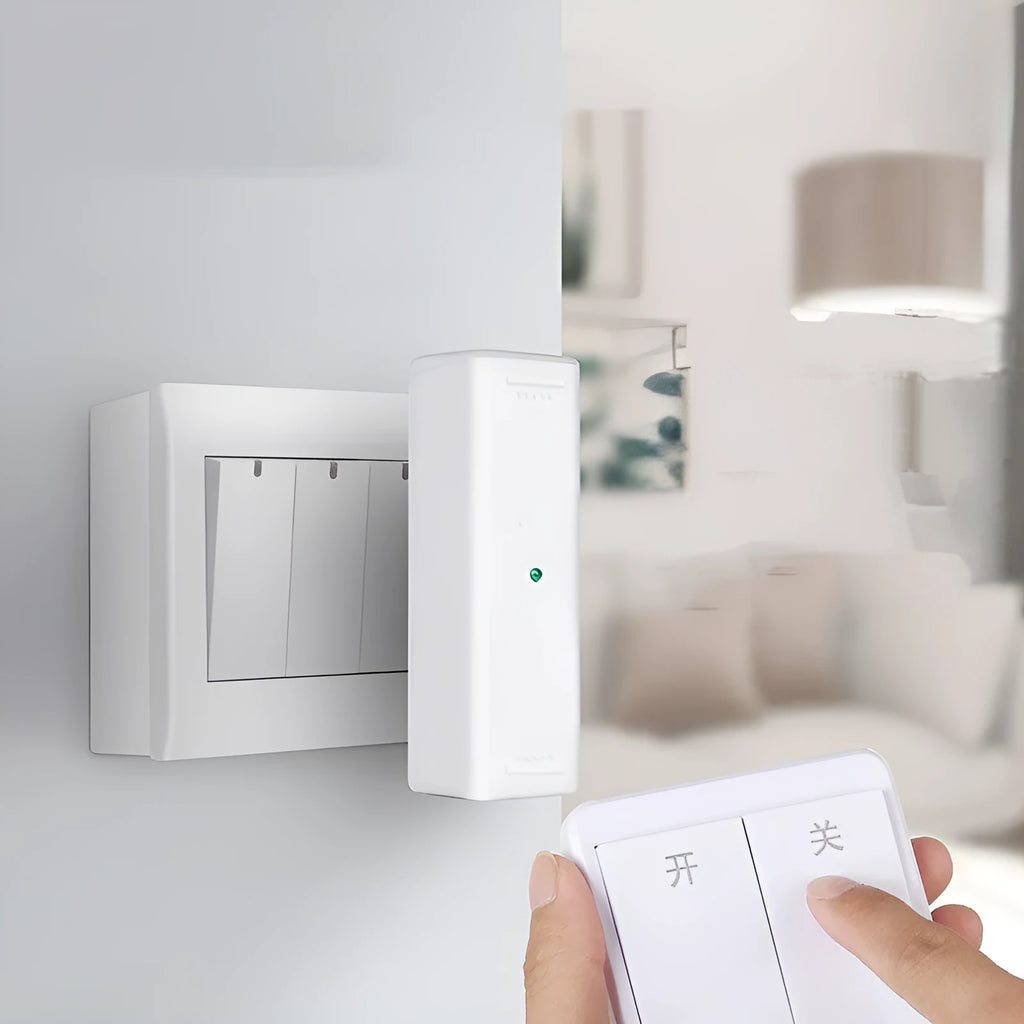 Wireless voice control light switch and remote with USB charging cable in white finish