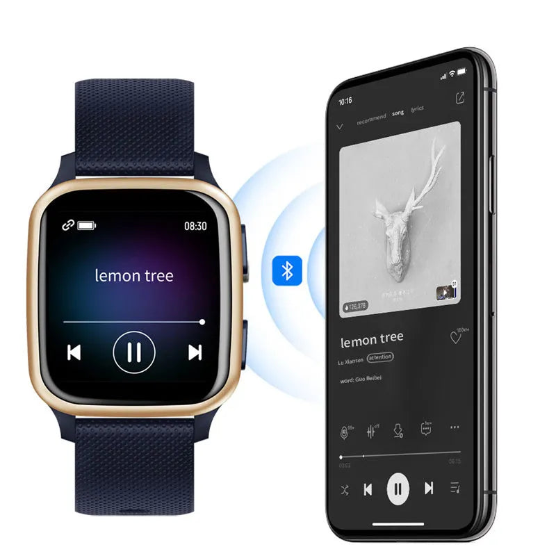 Aluminium alloy smart watch with Bluetooth call function and heart rate monitoring on wrist