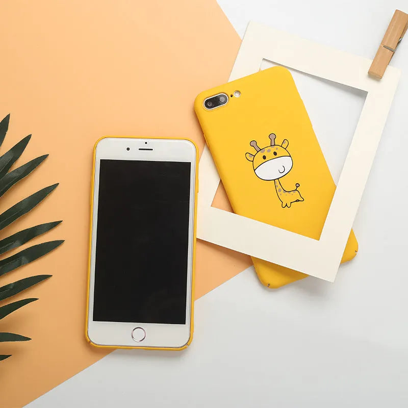 Yellow pattern phone case for iPhone models made from PC material