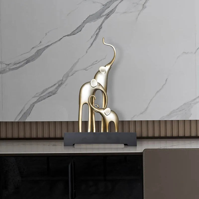 Resin elephant decorative ornament in gold, silver, rose gold, or retro colour finish