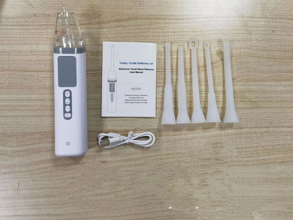Milky white tonsil stone removal tool for oral cleaning and dental calculus extraction
