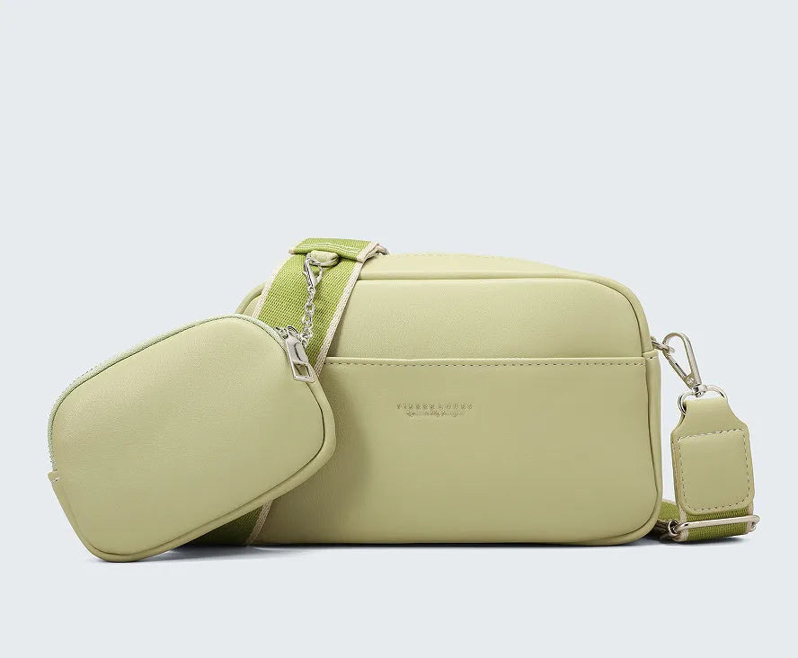 Women's simple PU shoulder messenger bag in apricot with woven and letter details, 21.5x7.5x14.5cm