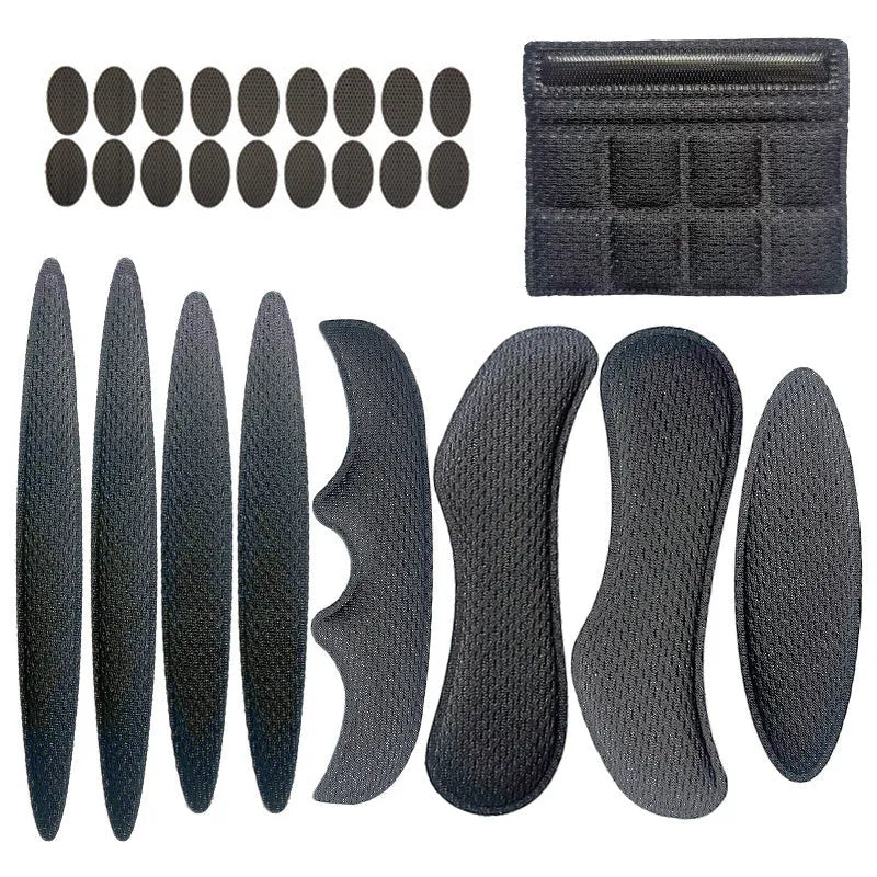 Cycling helmet sponge liner with velcro chin strap in blue, black, red, and grey colour options