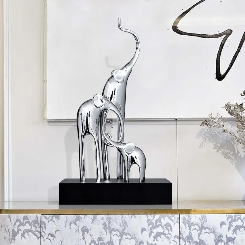 Resin elephant decorative ornament in gold, silver, rose gold, or retro colour finish