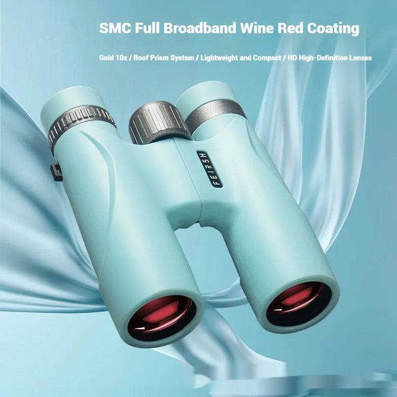 10x32 binoculars with wine red film imaging bright optical system in blue or grey colour.