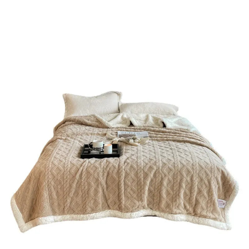 Taffeta thermal flannel blanket in tea green colour, 180x200cm size for autumn and winter warmth