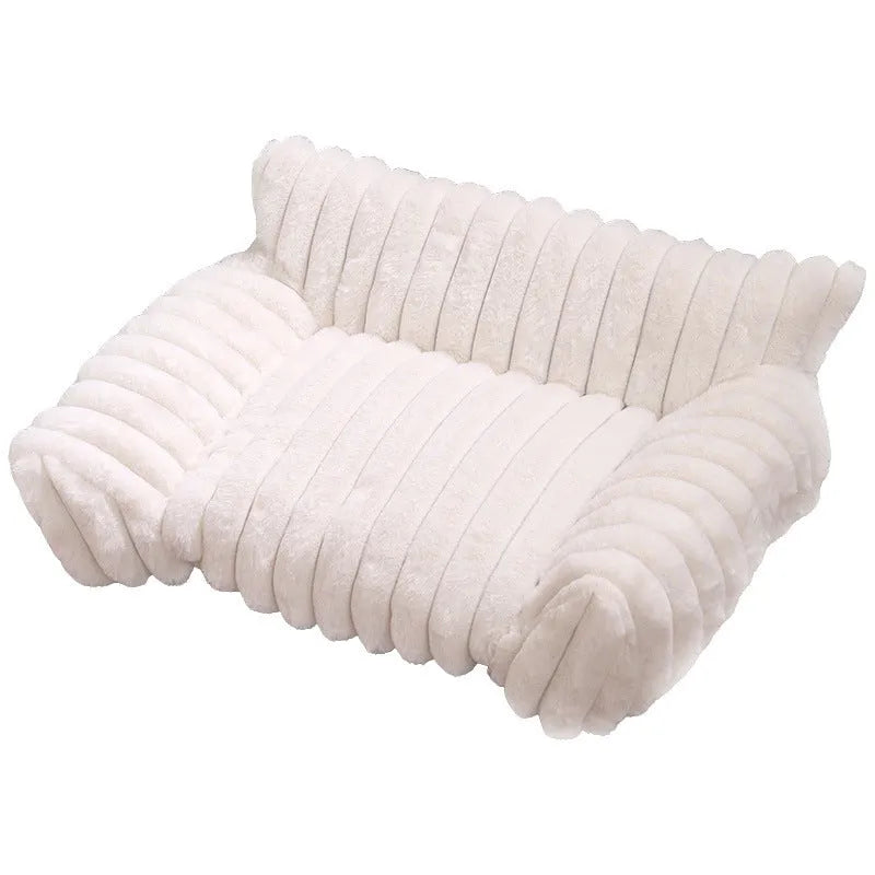 Cat sofa rabbit plush thickened large kennel for indoor cats in gray colour