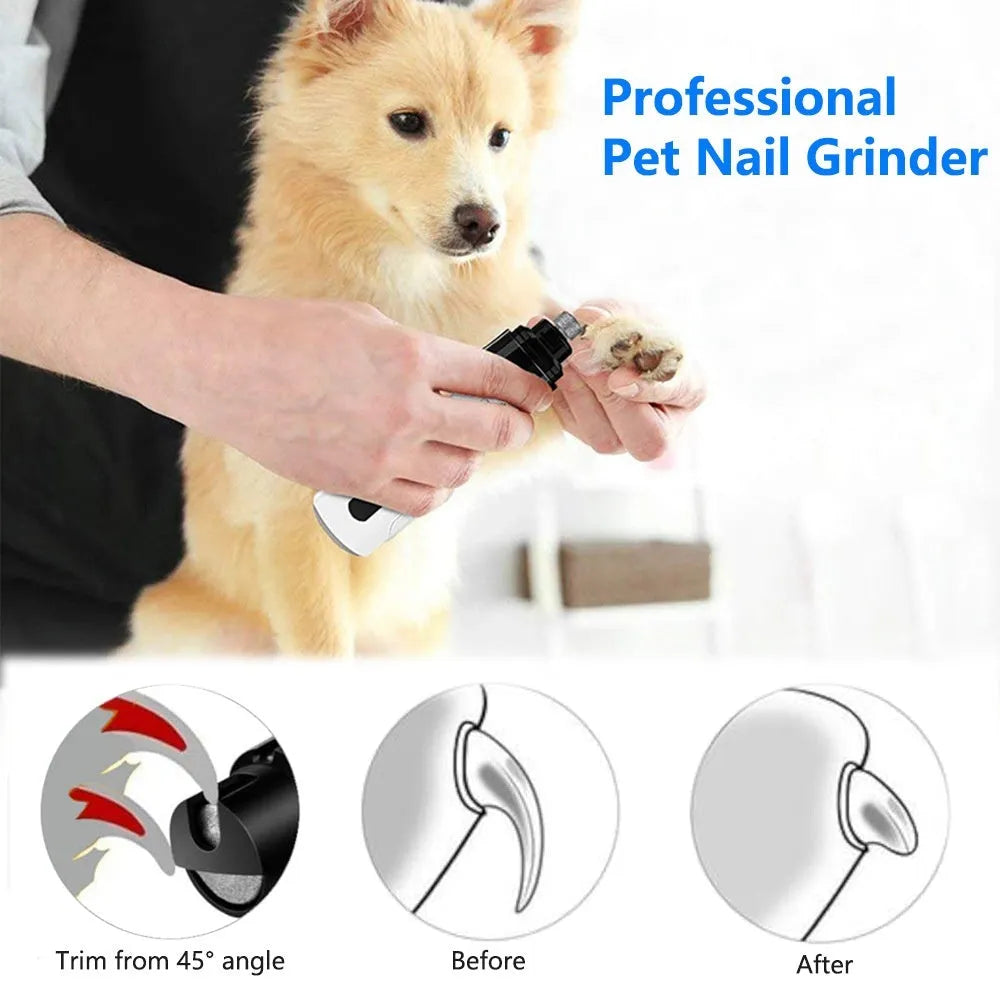 Electric dog nail grinder device with LED digital display and dust collection attachment