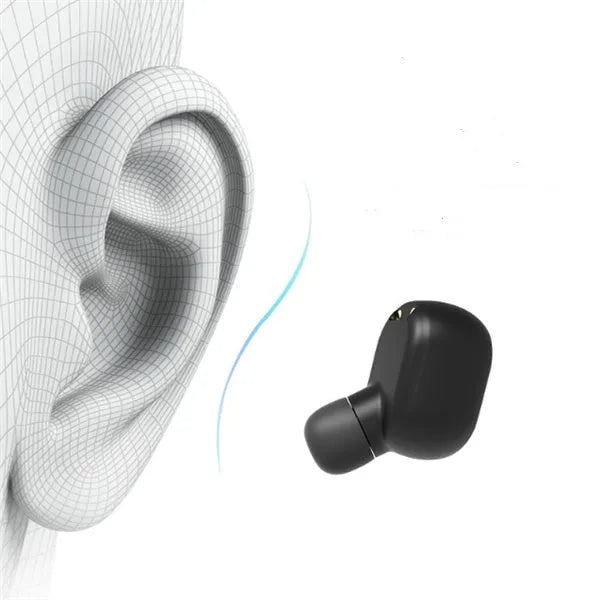 Black and white Bluetooth headphones with earbud design for wireless stereo sound