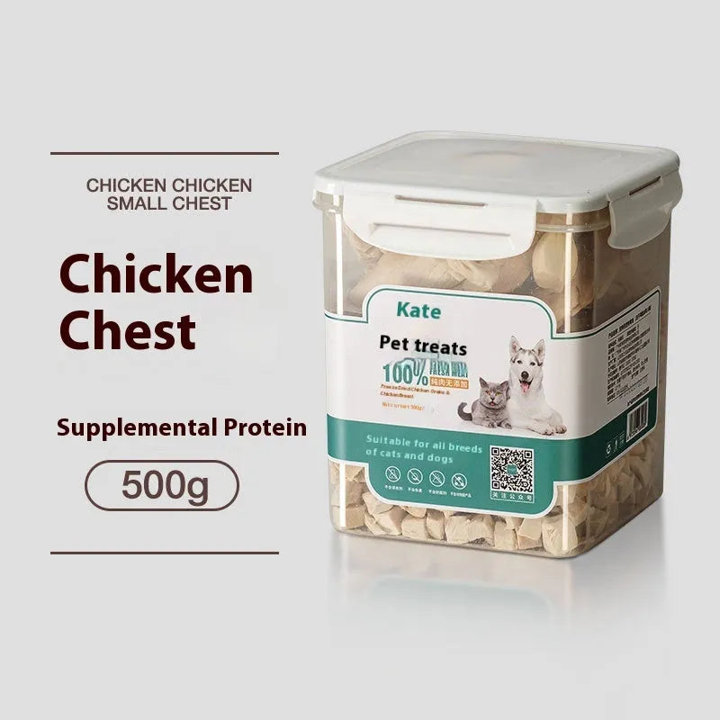 Freeze-dried chicken cat snacks 500g high-grade chicken nuggets without shreds in bagged or barrel packaging