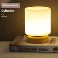 Nordic solid wood USB table lamp in white flower shape design with touch dimming control