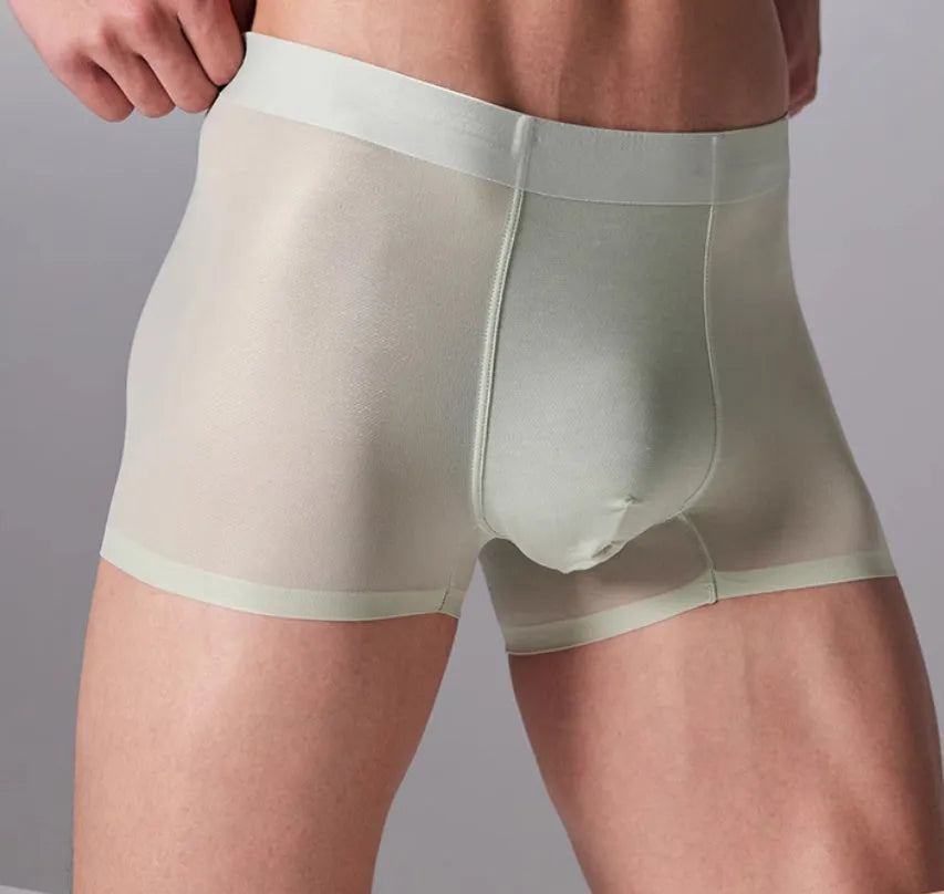 Men's antibacterial seamless sports underwear in nylon and spandex blend showing colour options