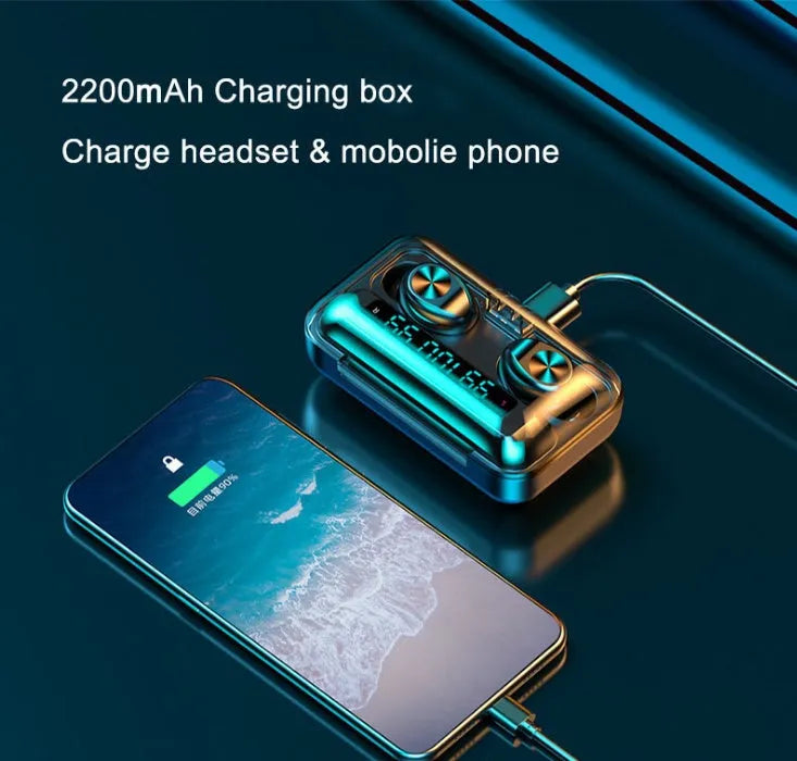 Binaural Bluetooth headset in black with voice control, Bluetooth 5.0, multi-point connection