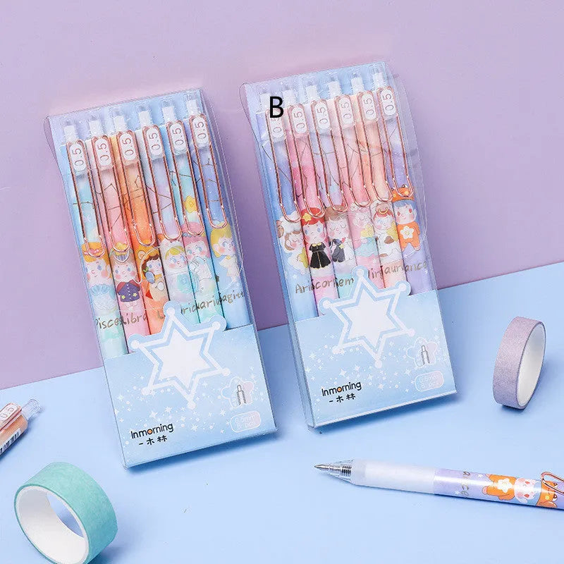 Lisa's Secret Constellation press gel pens showing twelve zodiac design with 0.5mm tip in 6-piece set